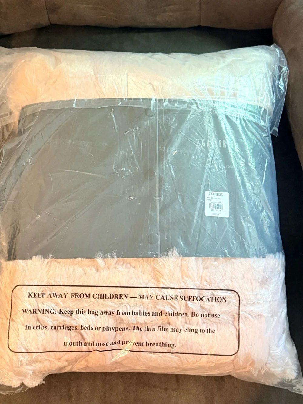 NWT Z Gallerie Oslo Faux Fur Throw - Blush Pink